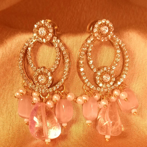 Pink Doublet Stone Choker Set With Maang Tika