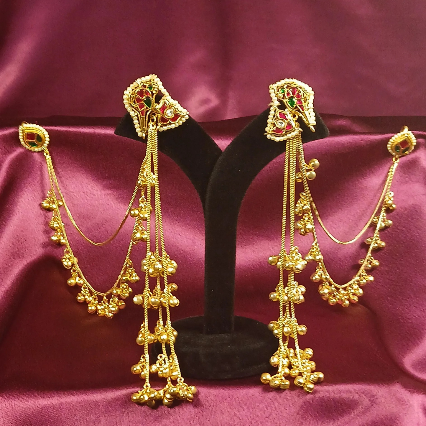 Earrings with Hair Chain