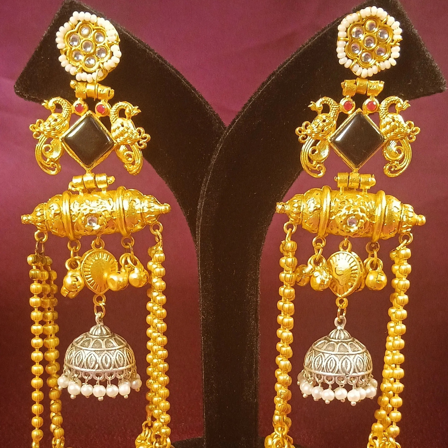 Fusion Kashmiri Earrings- Black