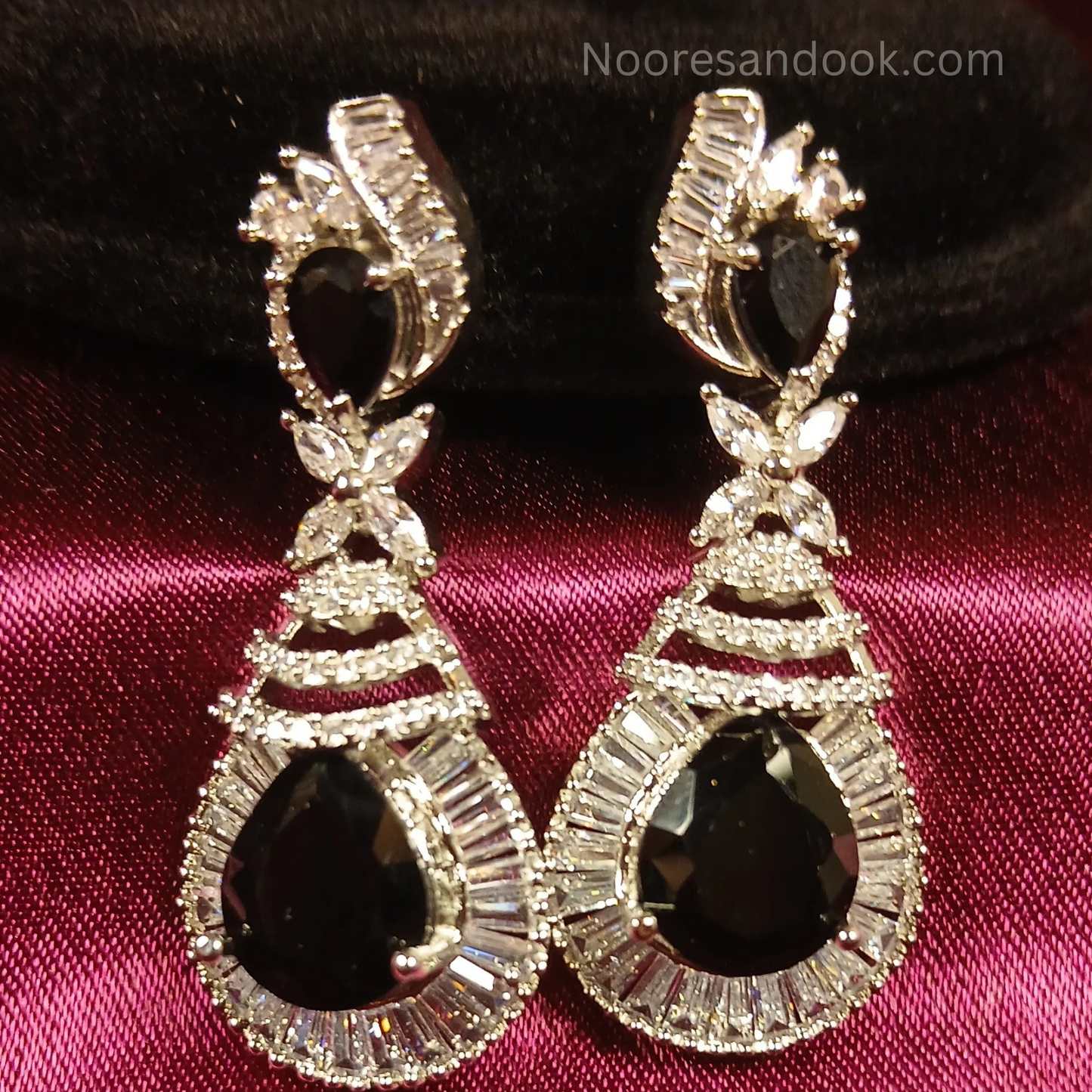 American Diamond Earrings- Black