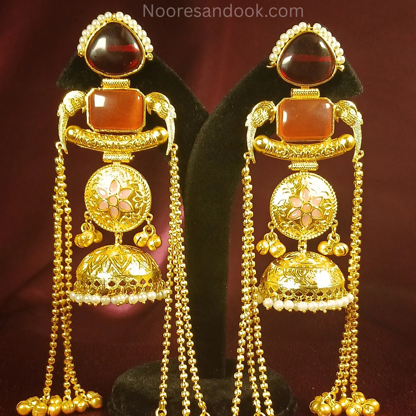 Kashmiri Earrings- Red