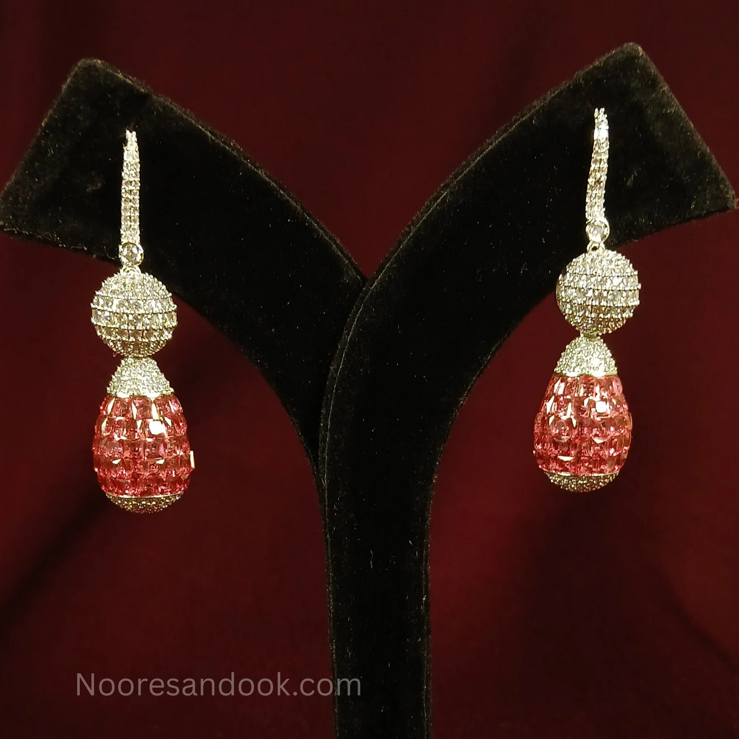 American Diamond Earrings- Red