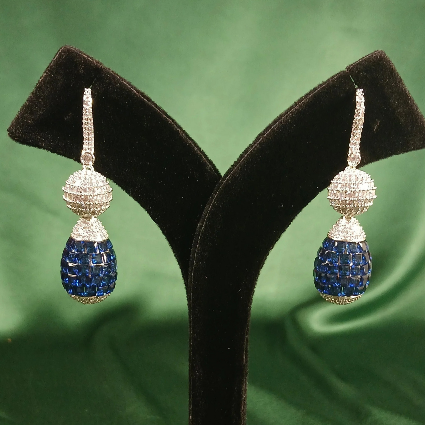 American Diamond Earrings- Blue