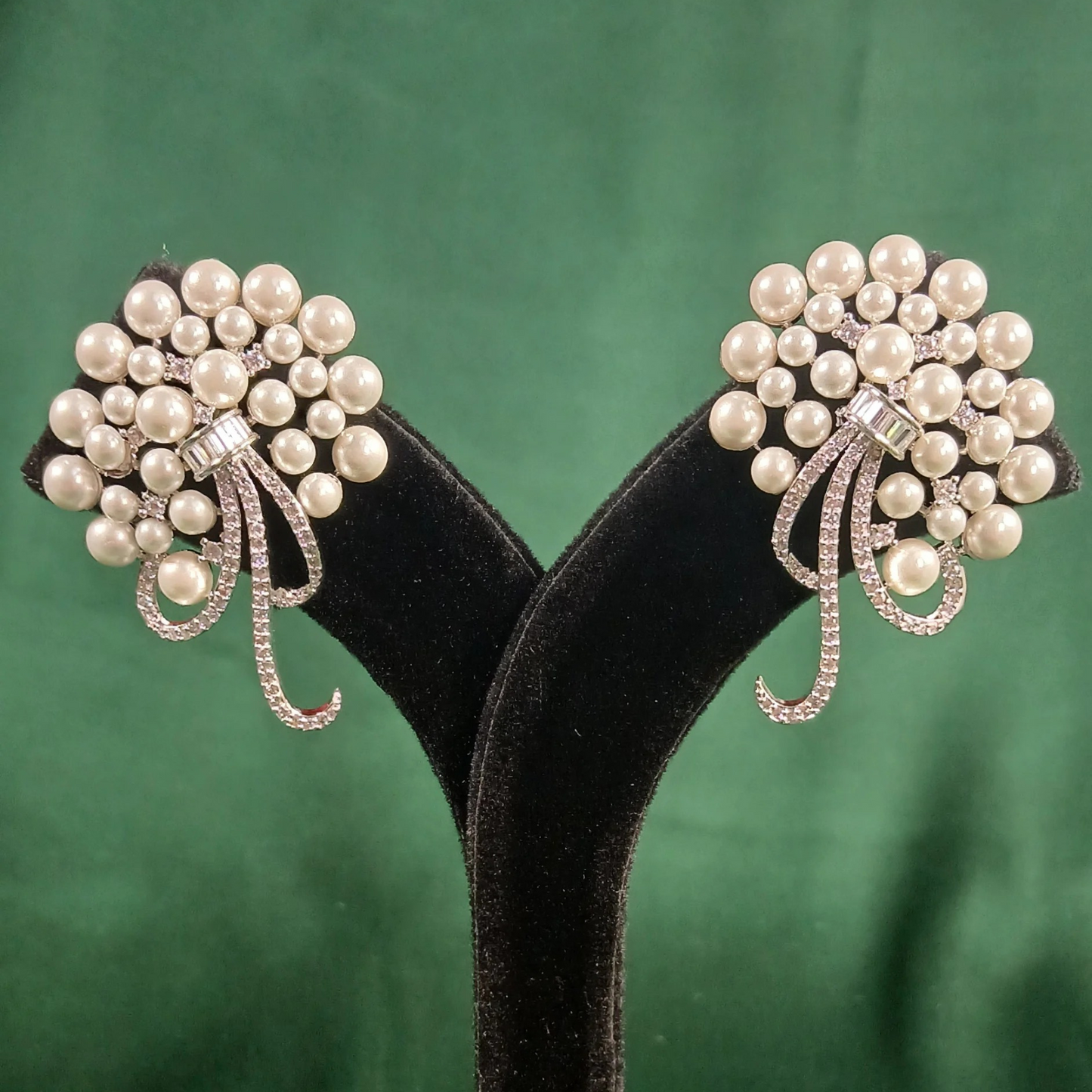 Pearl & American Diamond Classy Stud Earrings
