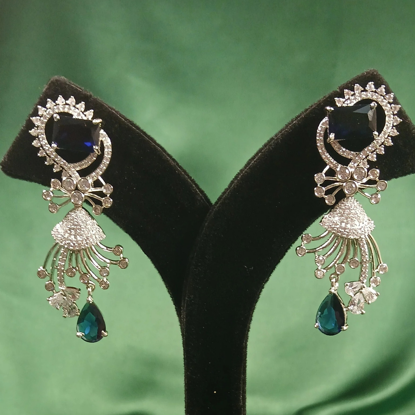 American Diamond Earrings- Blue