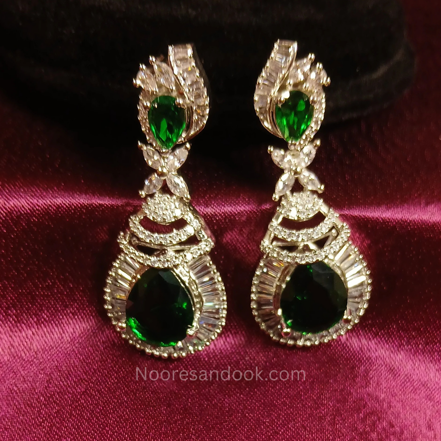 American Diamond Earrings- Green