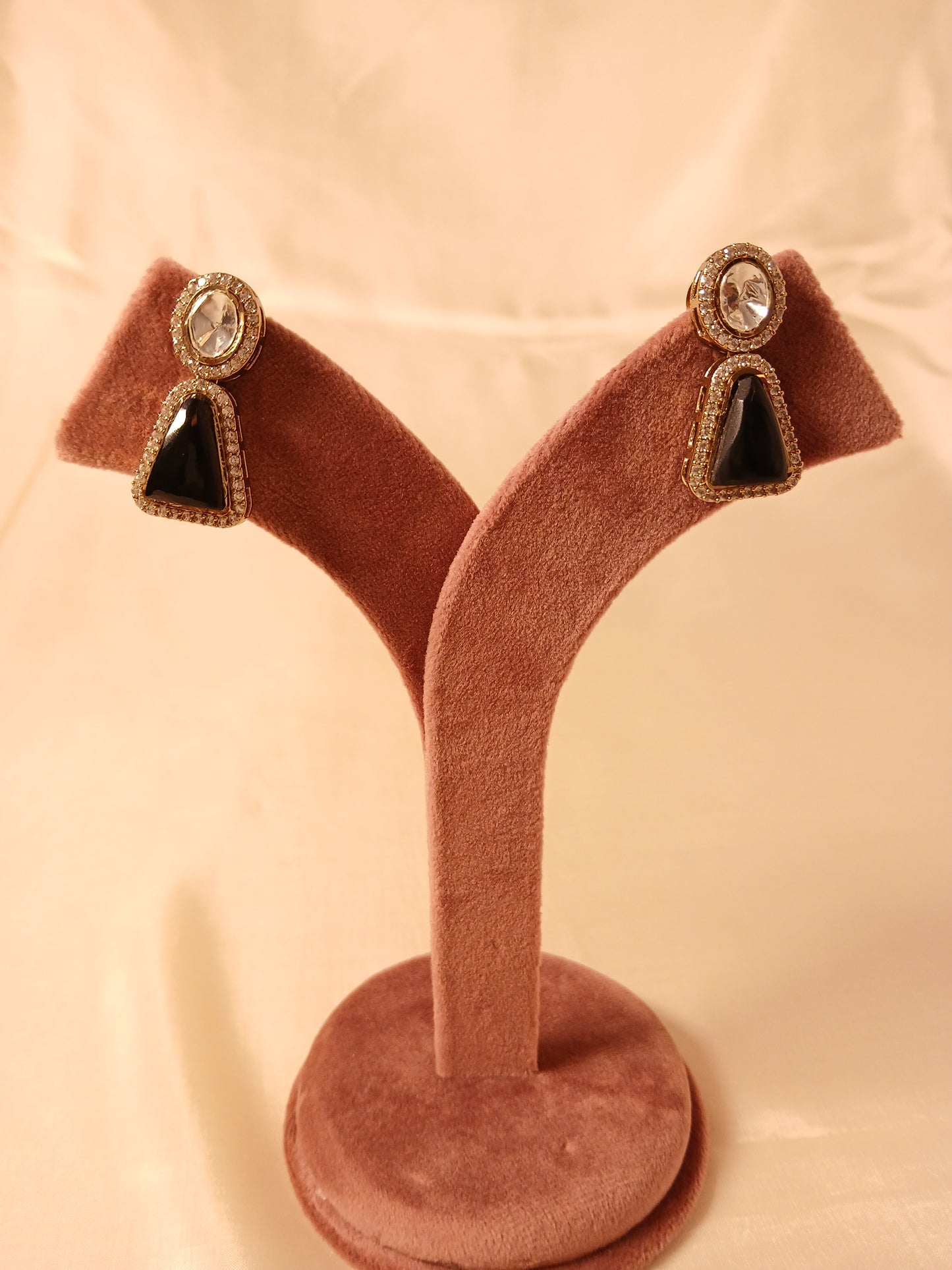 Polki Necklace Set- Black