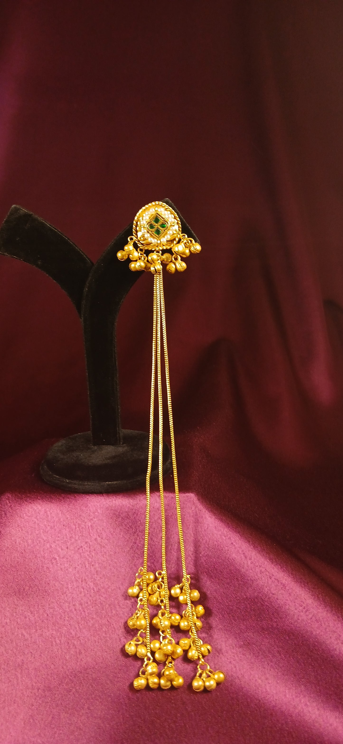 Kashmiri Earrings with Chain and Ghungroo