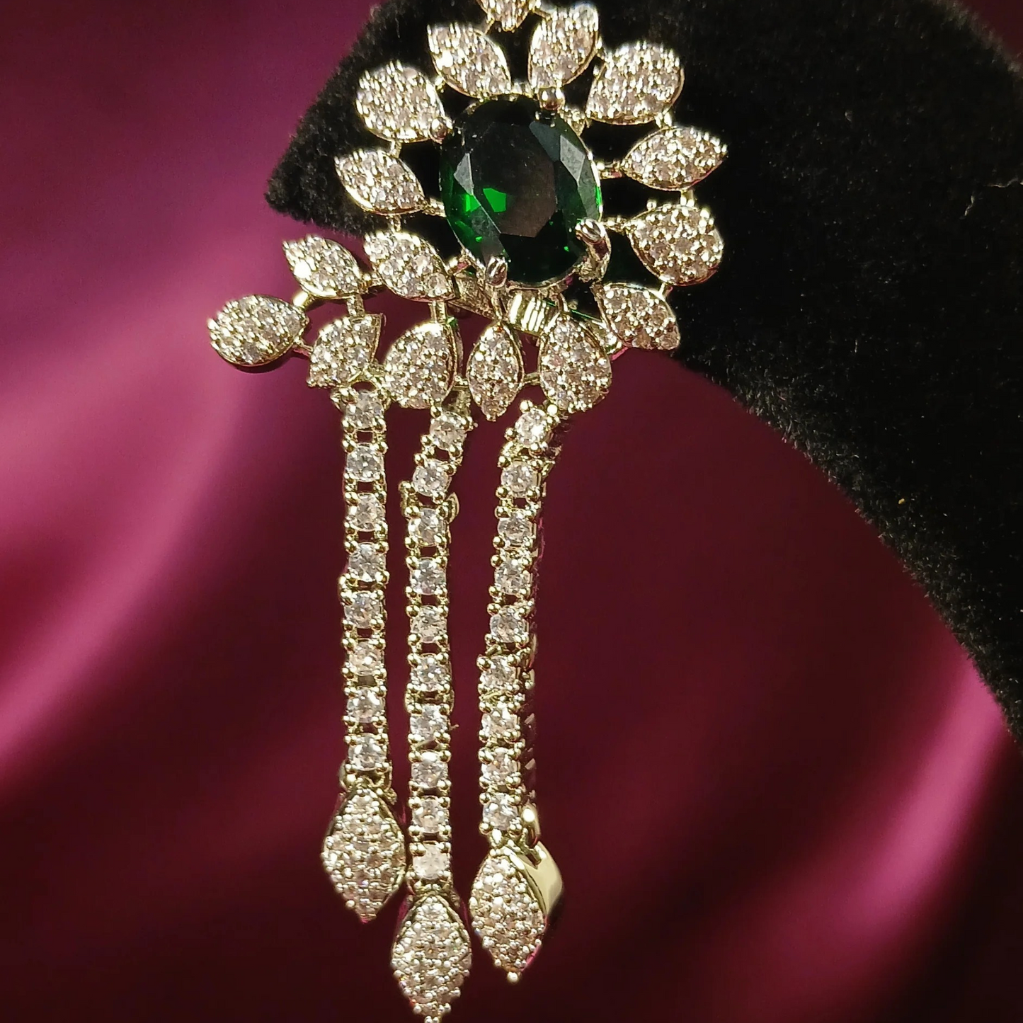 American Diamond Green Earrings