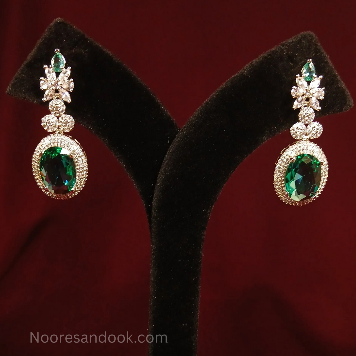 American Diamond- Emerald Green Earrings