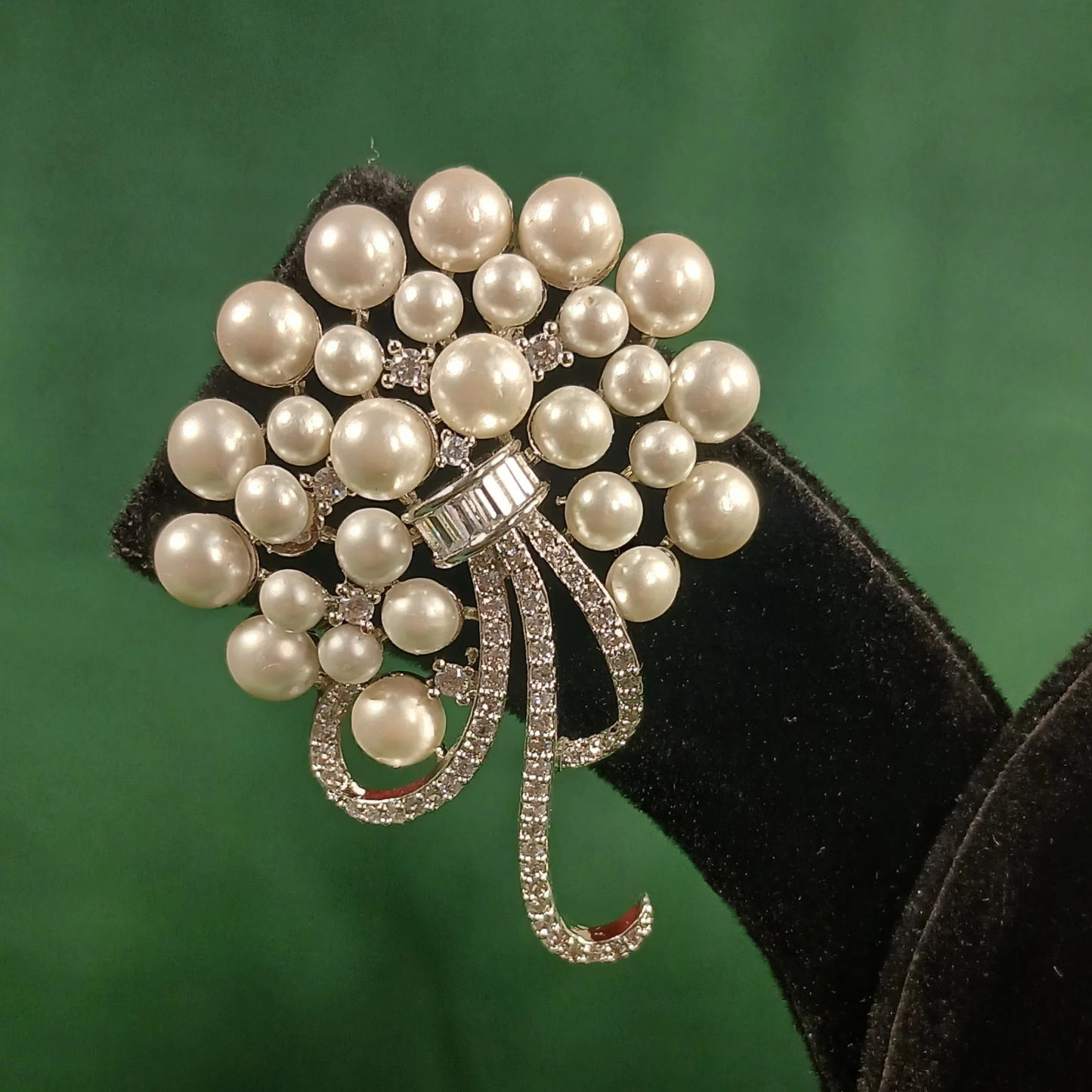 Pearl & American Diamond Classy Stud Earrings