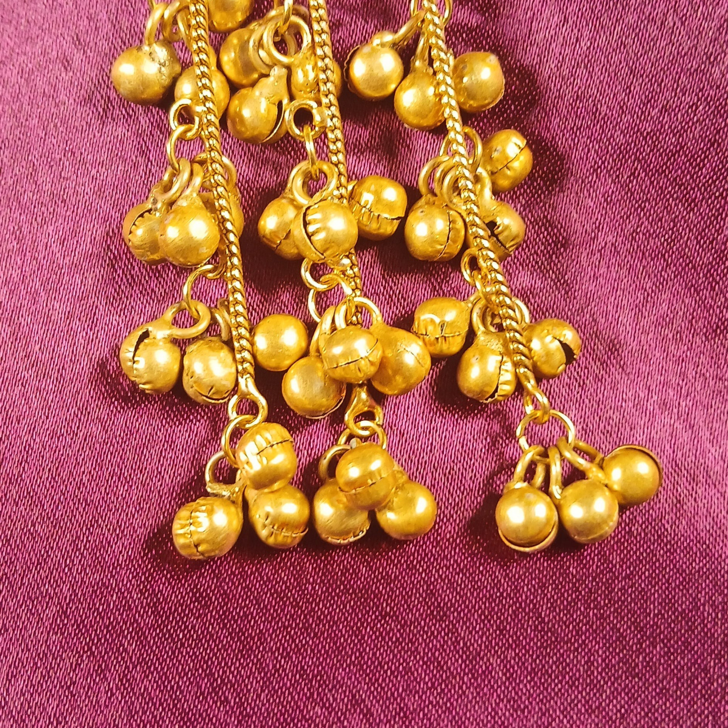 Kashmiri Earrings with Chain and Ghungroo