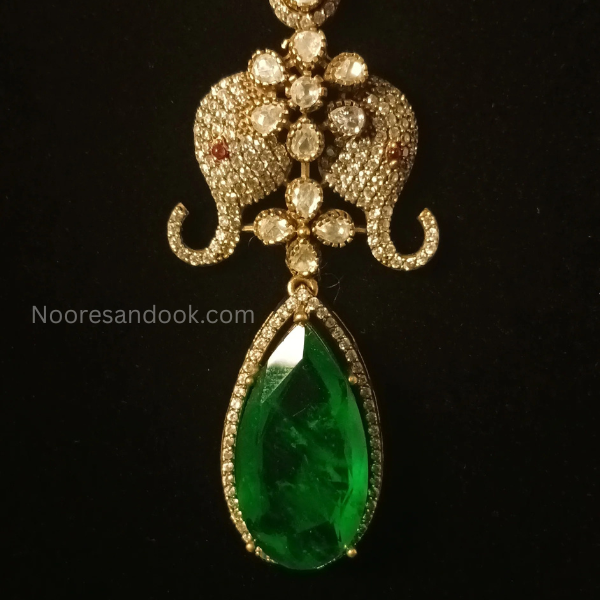 Victorian Green Necklace Set- Elephant Design