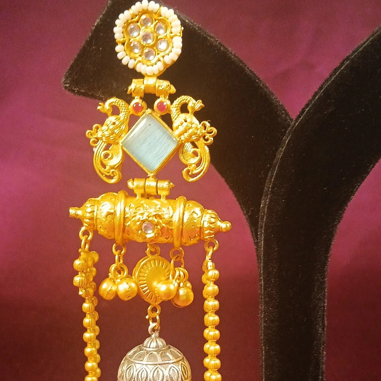 Kashmiri Fusion Earrings- Sky Blue