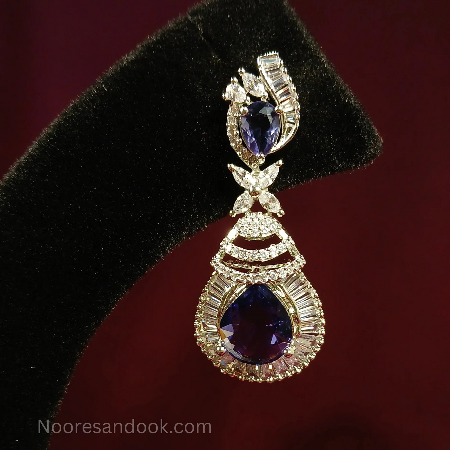 American Diamond Earrings- Blue