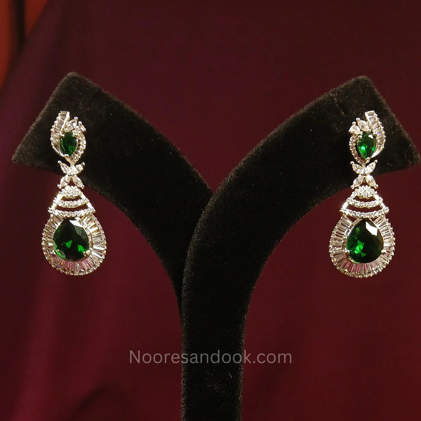American Diamond Earrings- Green