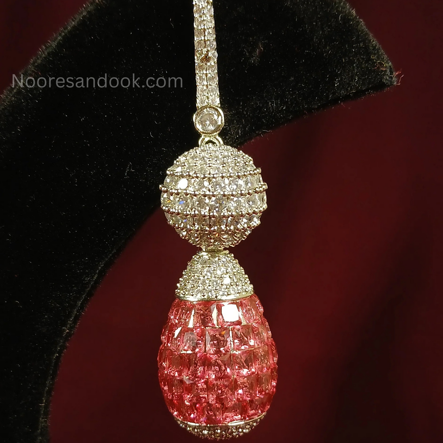 American Diamond Earrings- Red