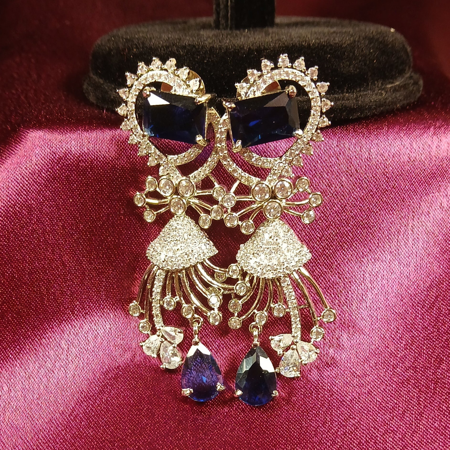 American Diamond Earrings- Blue
