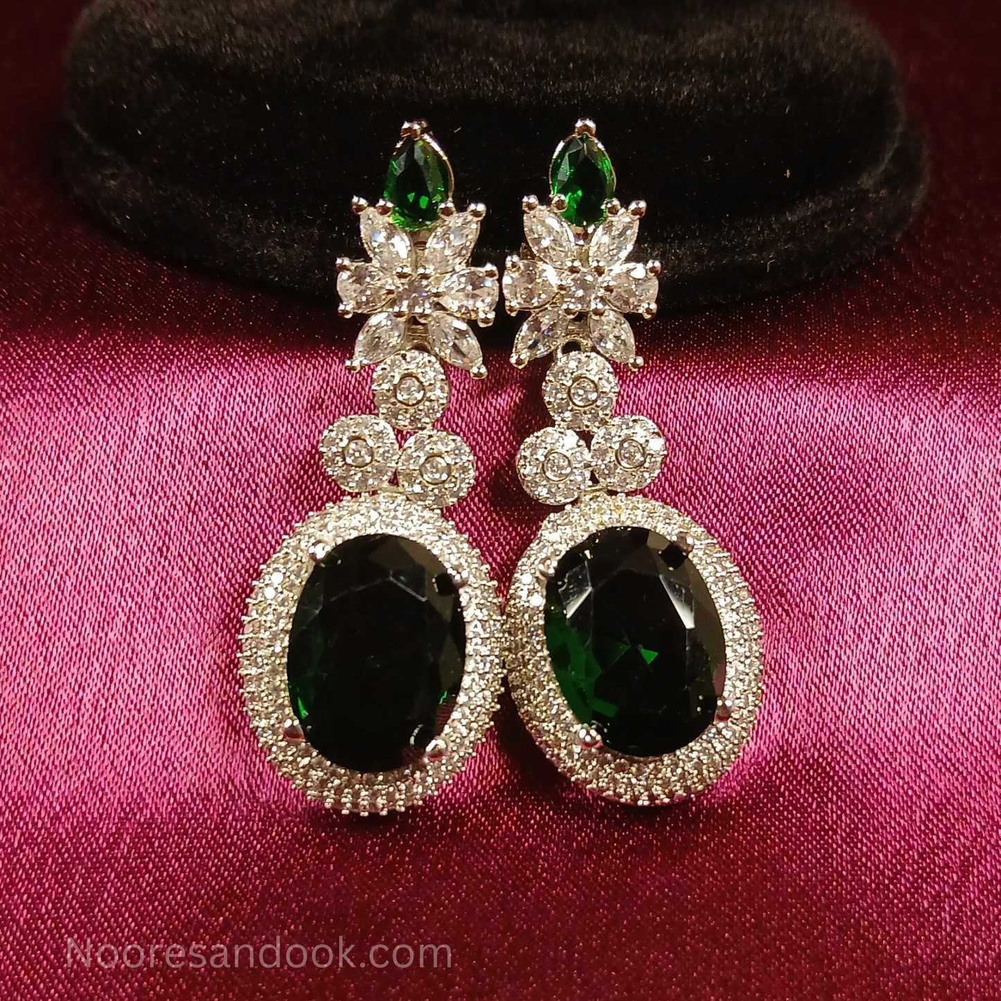 American Diamond- Green Earrings