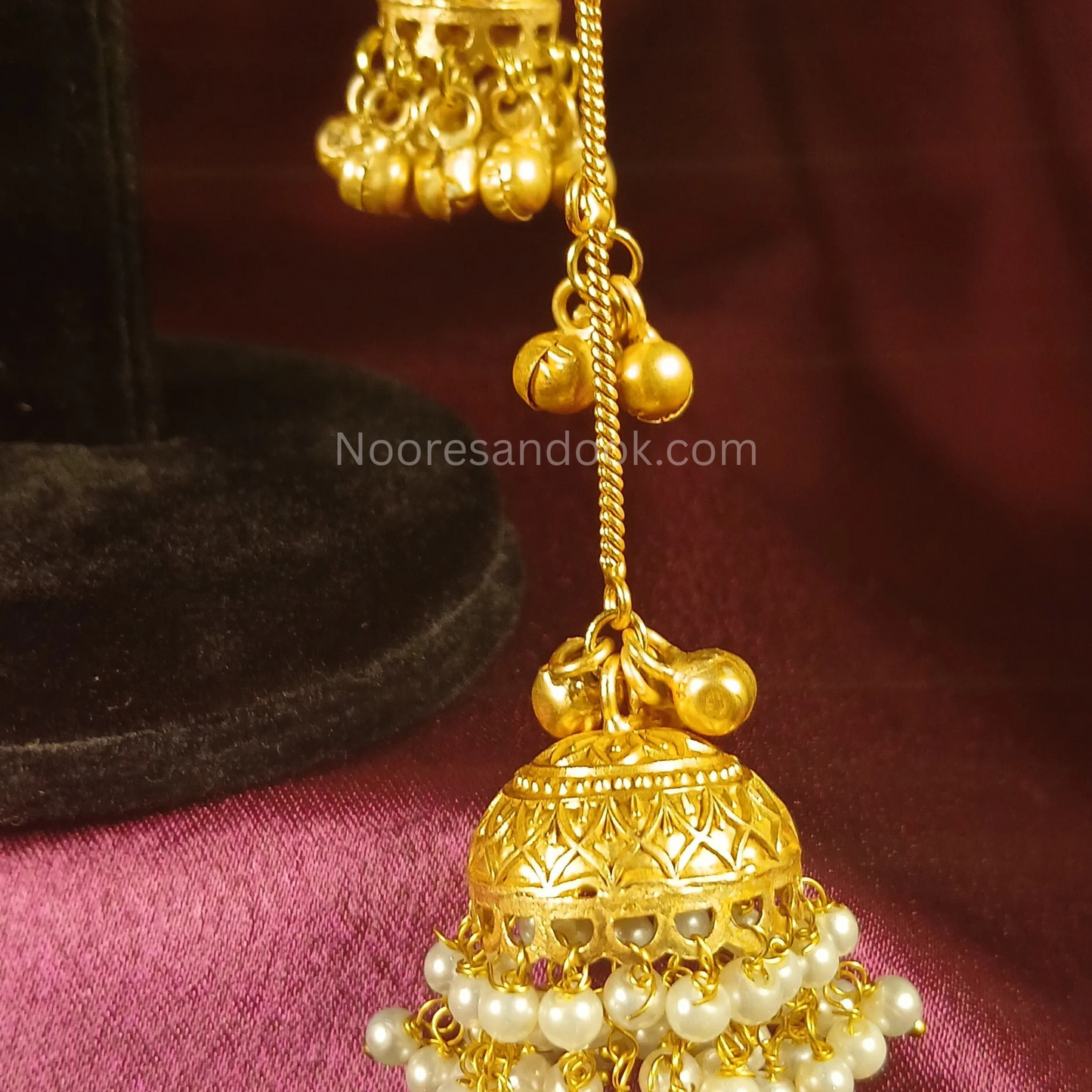 Kashmiri Earrings with Long Chain & Jhumka