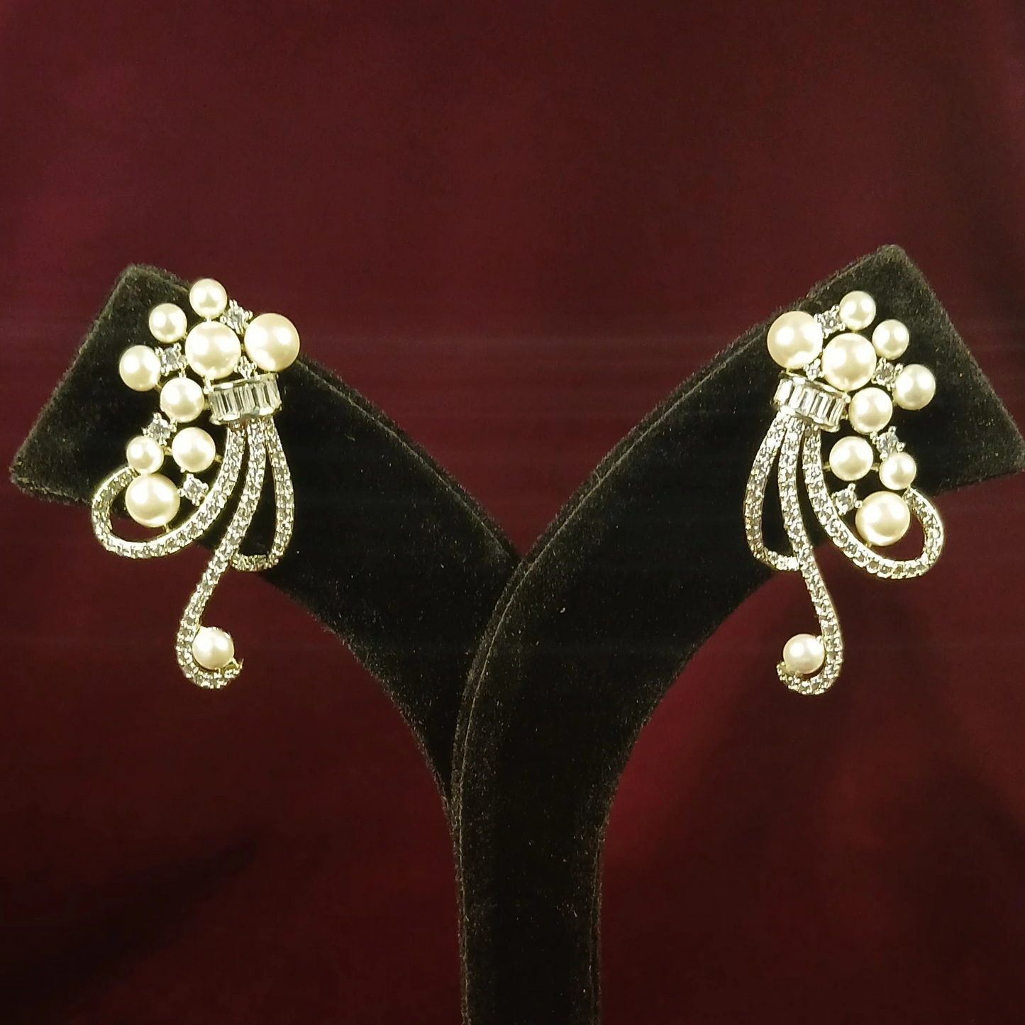 American Diamond & Pearl Earrings
