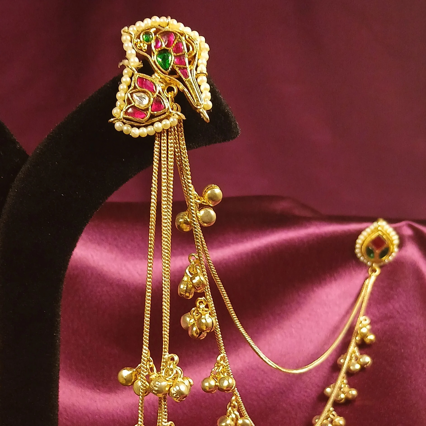 Earrings with Hair Chain