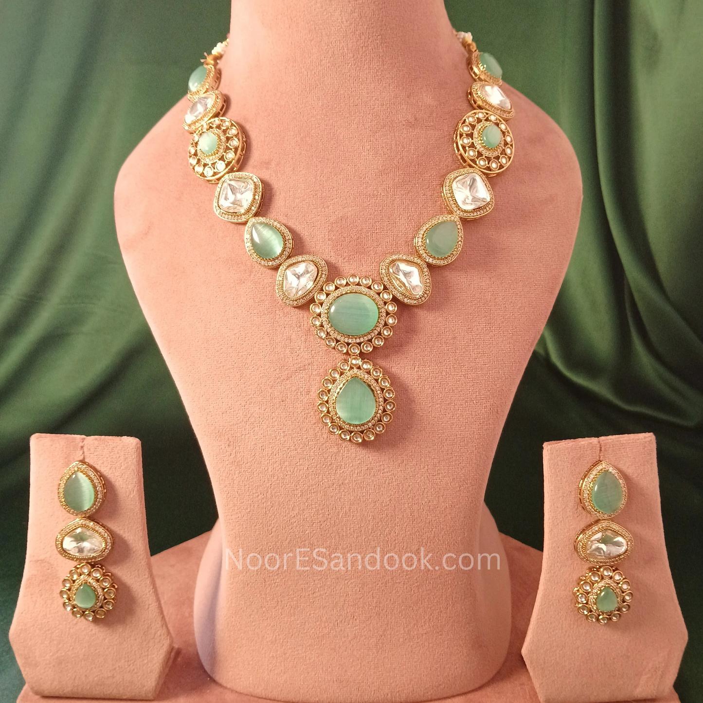 Doublet Stone- Long Necklace (Green)