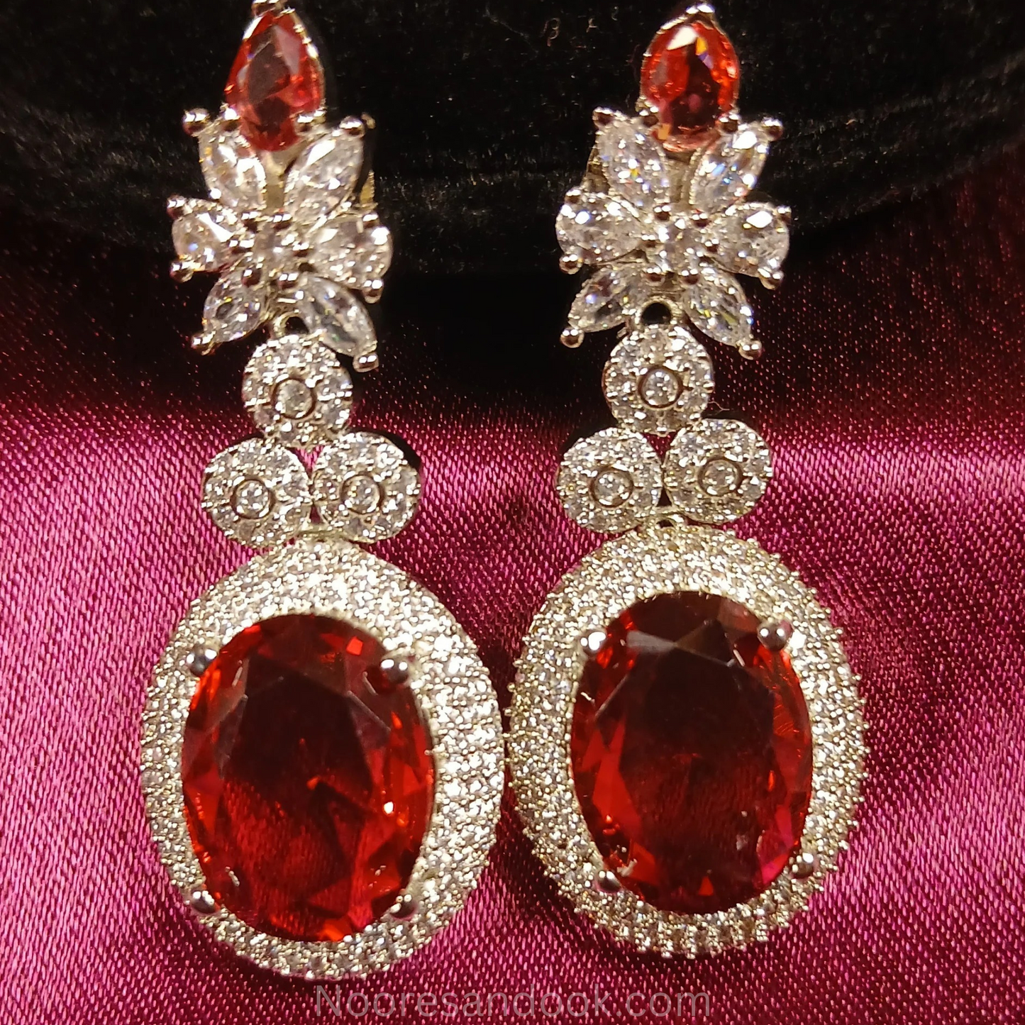 American Diamond- Red Earrings