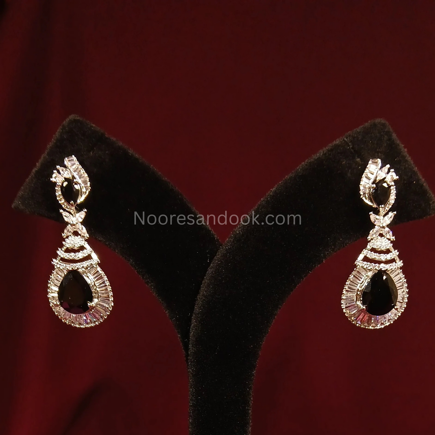 American Diamond Earrings- Black