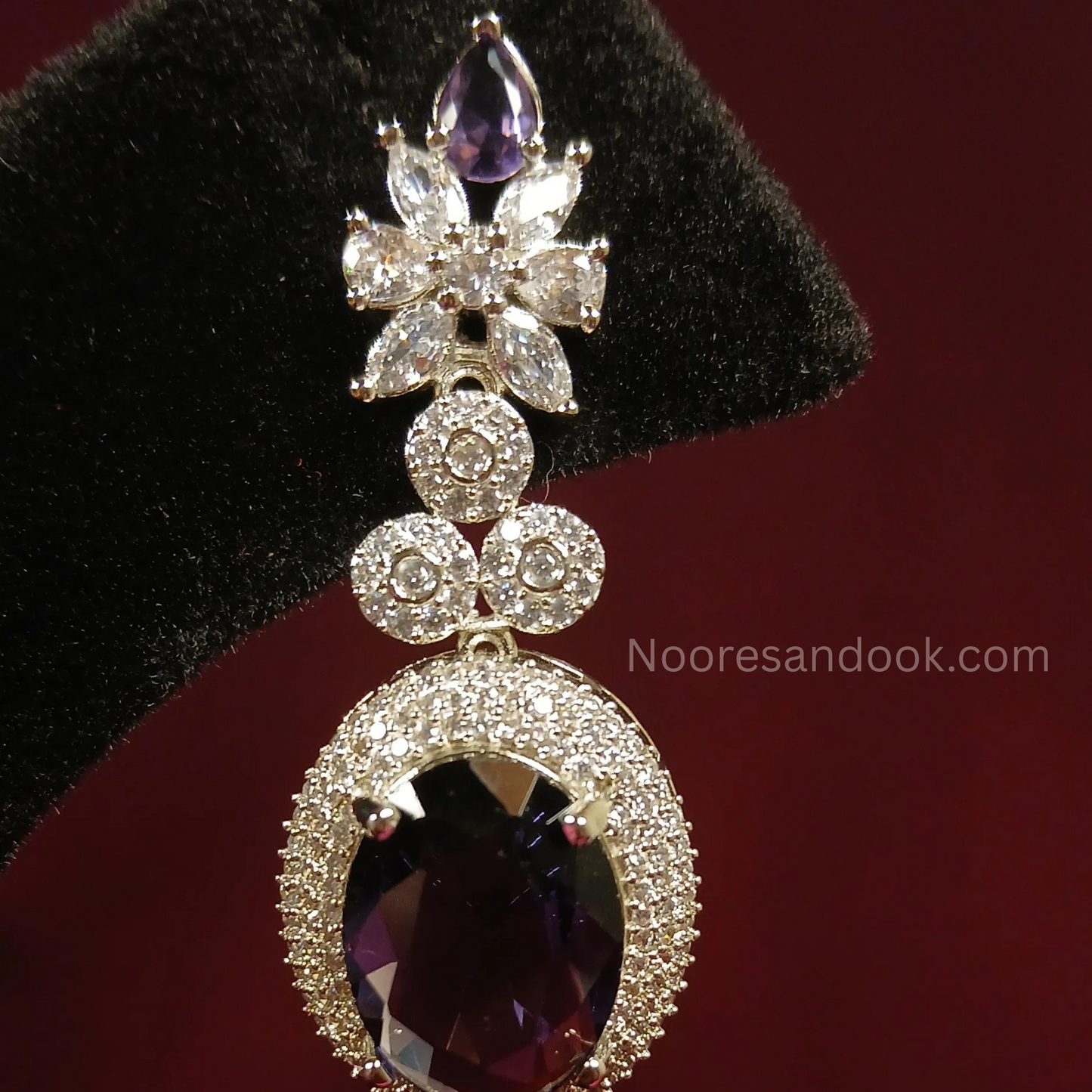 American Diamond- Purple Earrings - NoorESandook