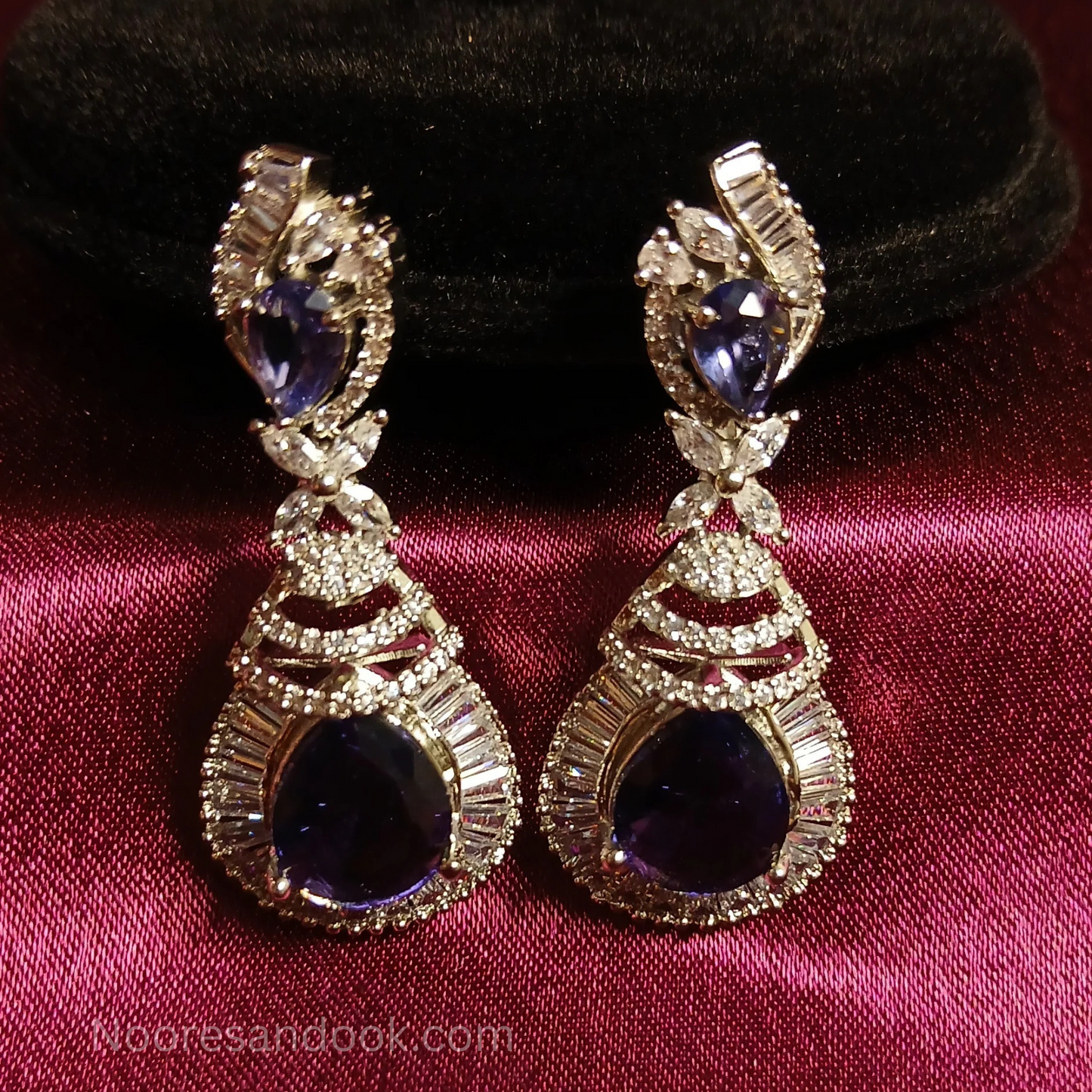 American Diamond Earrings- Blue
