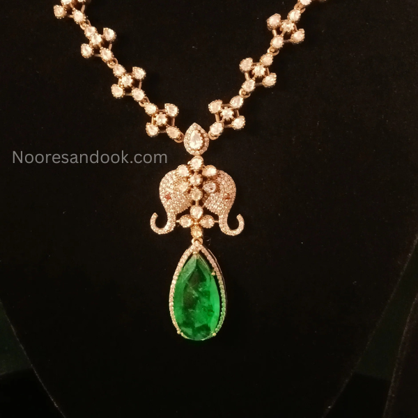 Victorian Green Necklace Set- Elephant Design