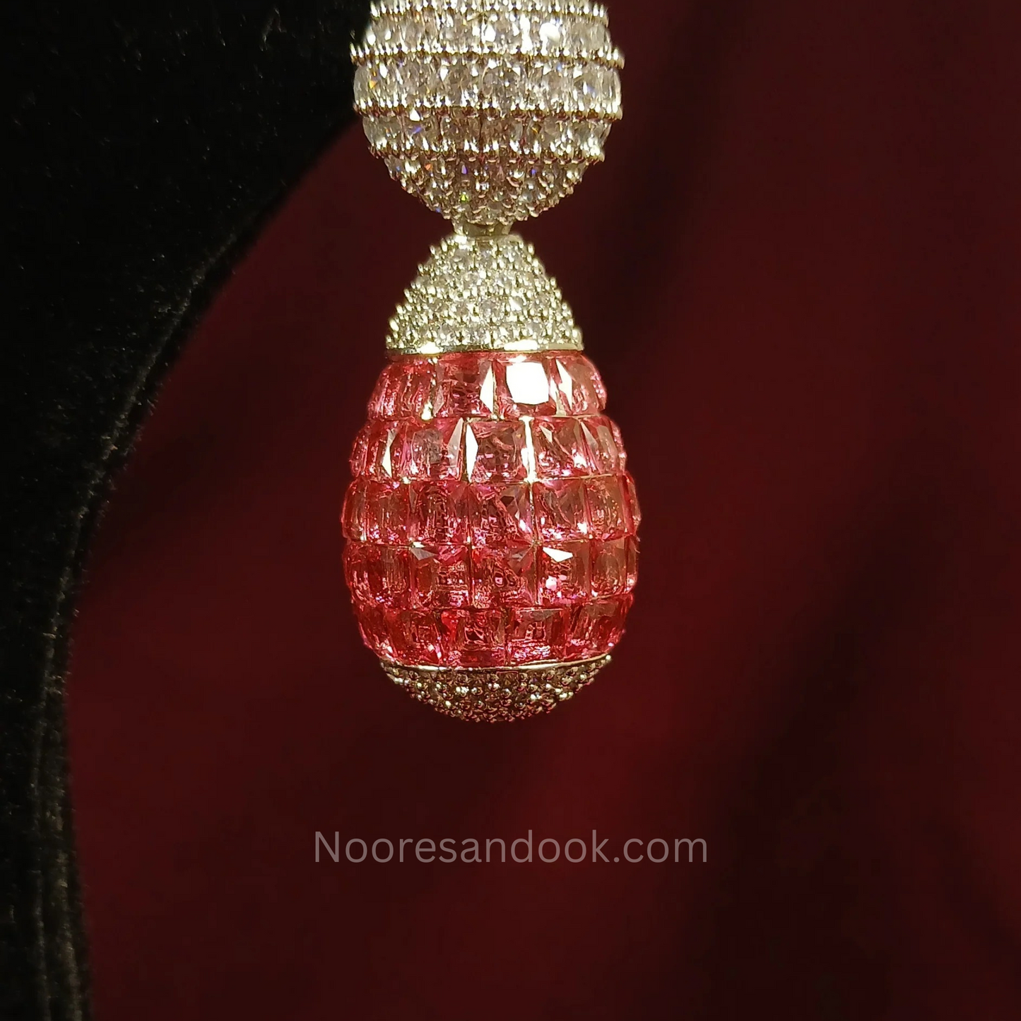 American Diamond Earrings- Red - NoorESandook