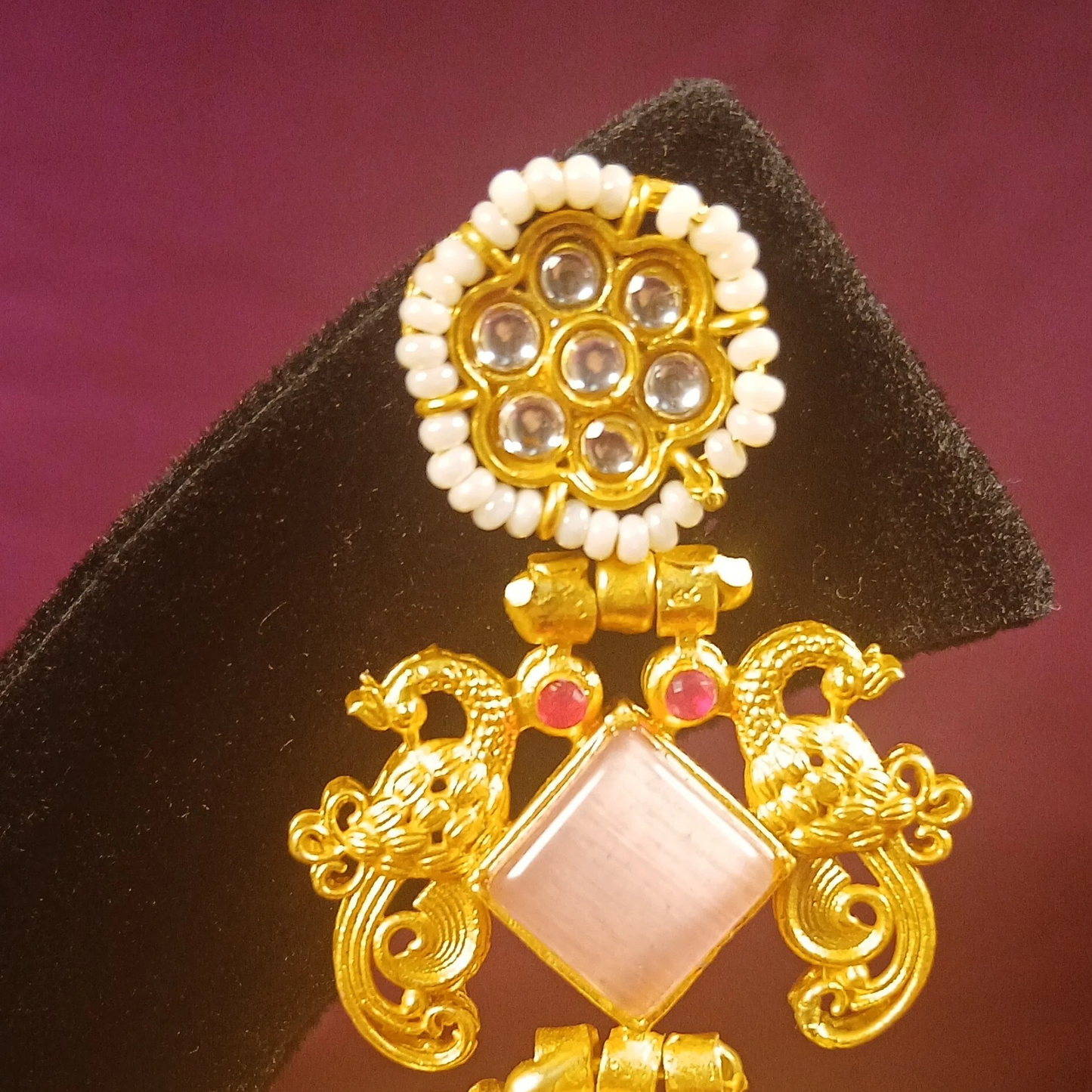 Fusion Kashmiri Earrings- Pink