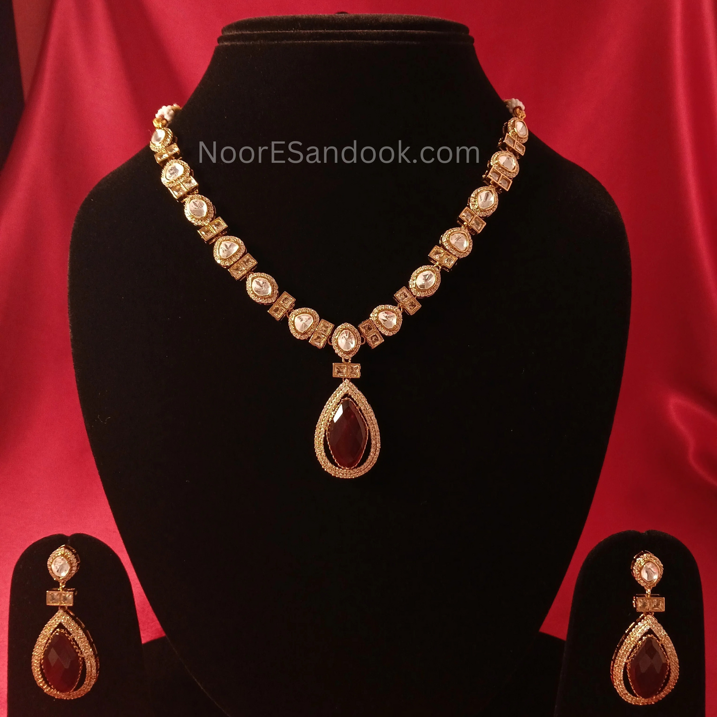 Polki and red stone necklace