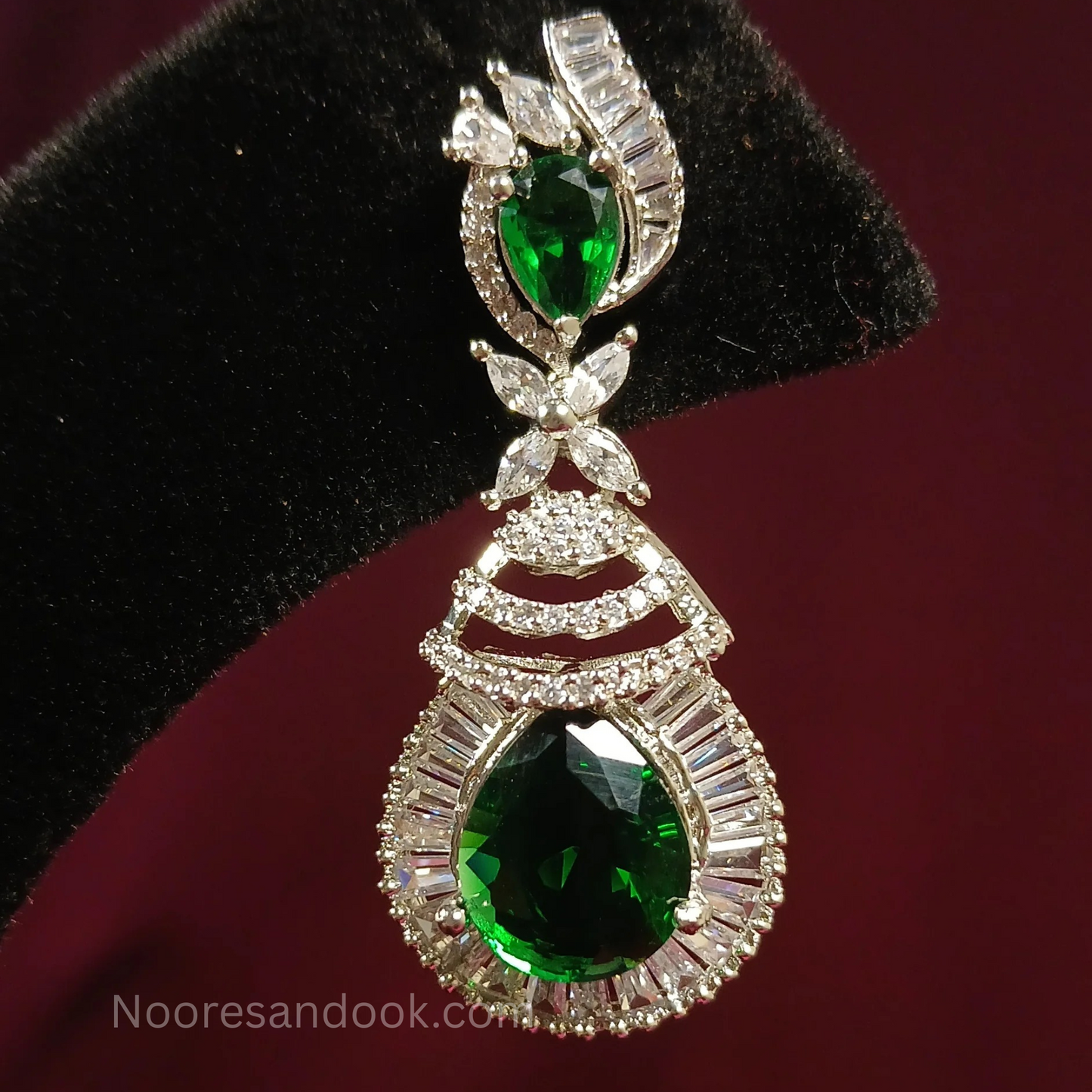American Diamond Earrings- Green