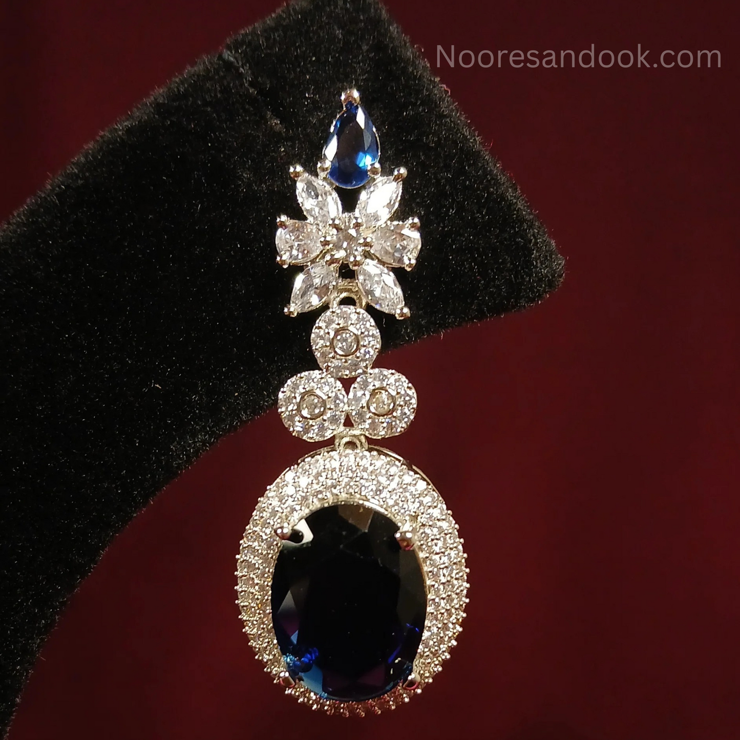 American Diamond- Saphire Blue Earrings - NoorESandook