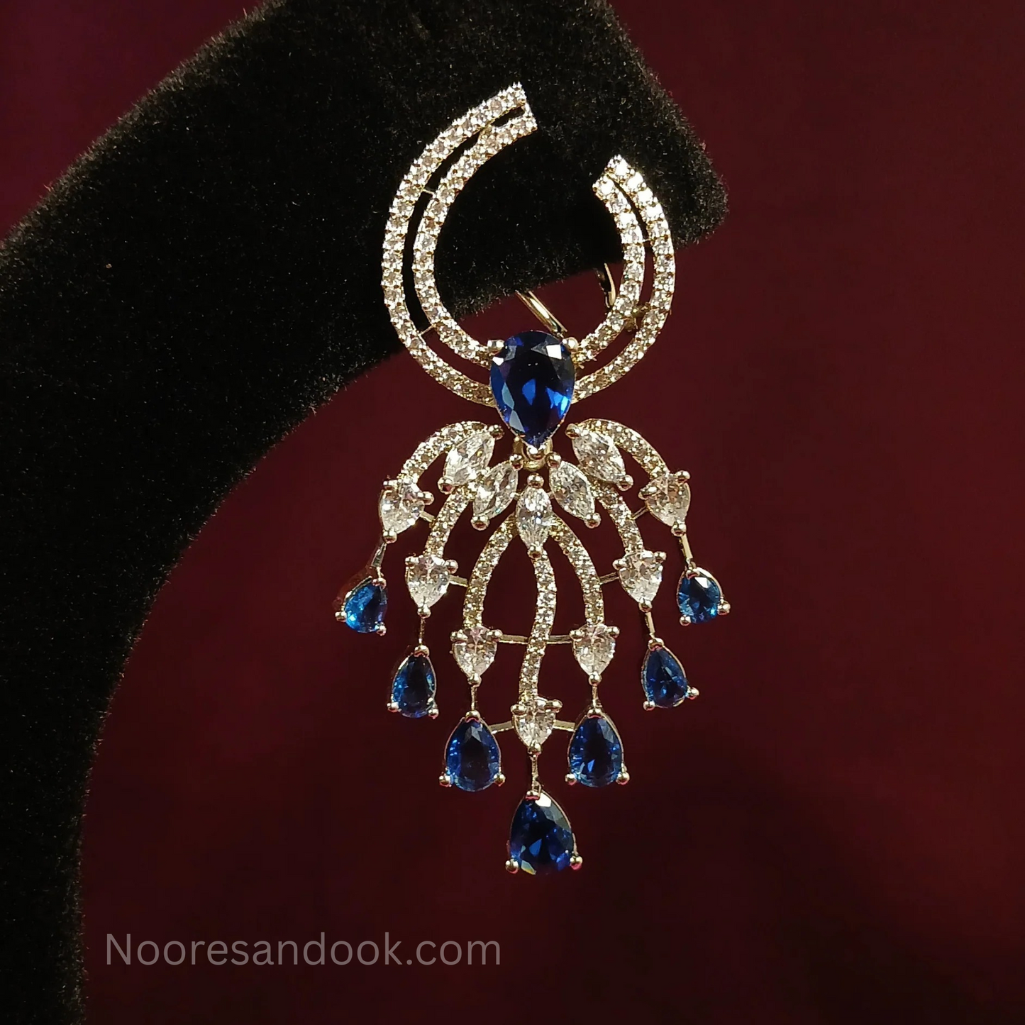 American Diamond Earrings with Blue Stones