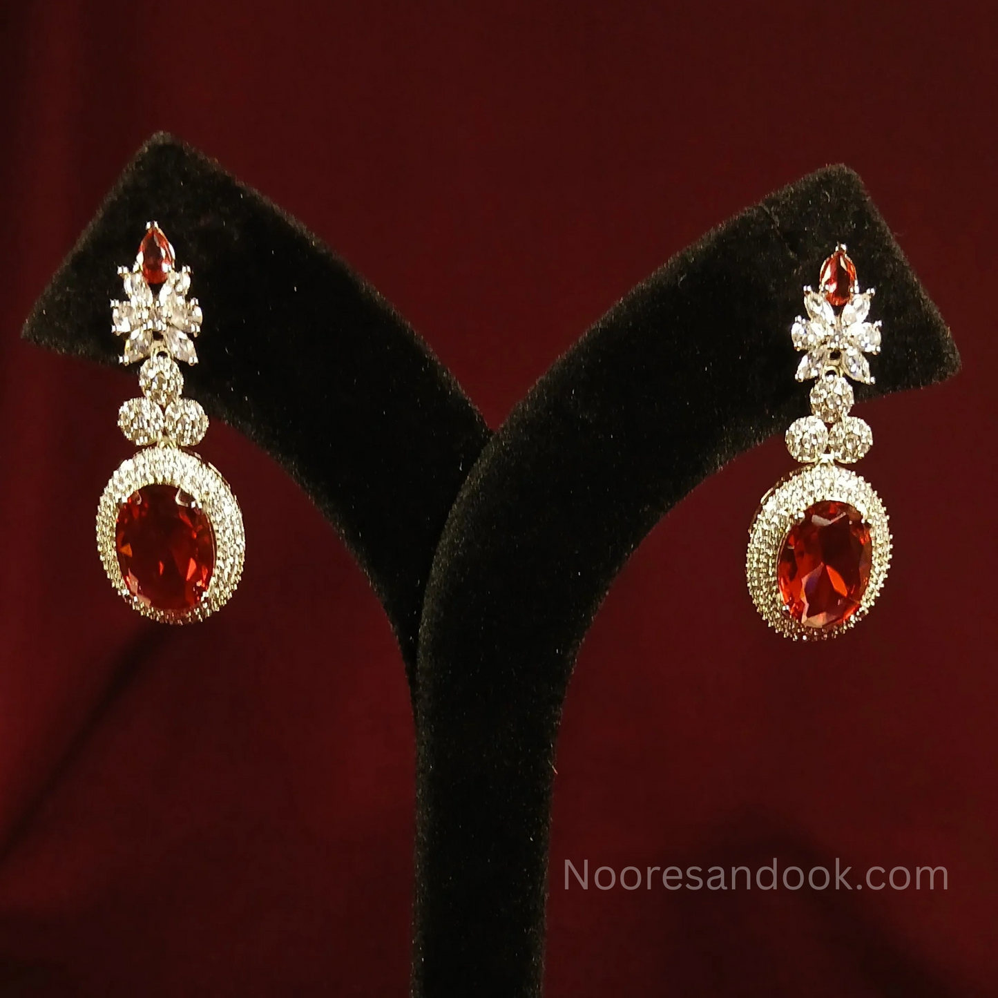 American Diamond- Red Earrings