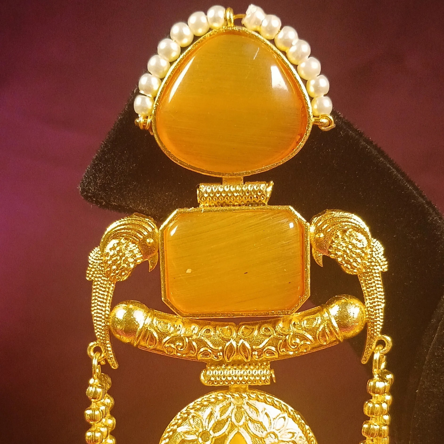 Kashmiri Earrings with Yellow Stones - NoorESandook