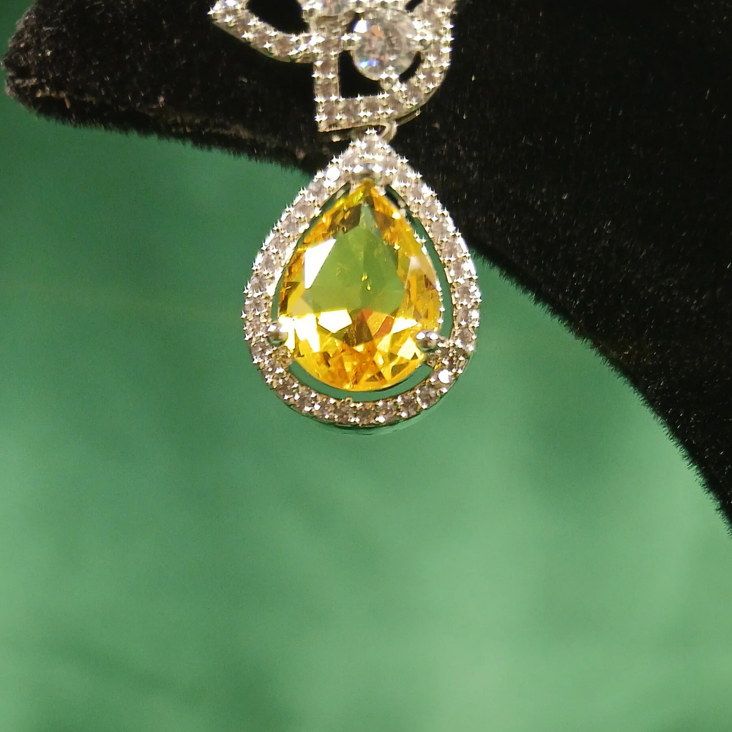 Yellow Topaz American Diamond Earrings