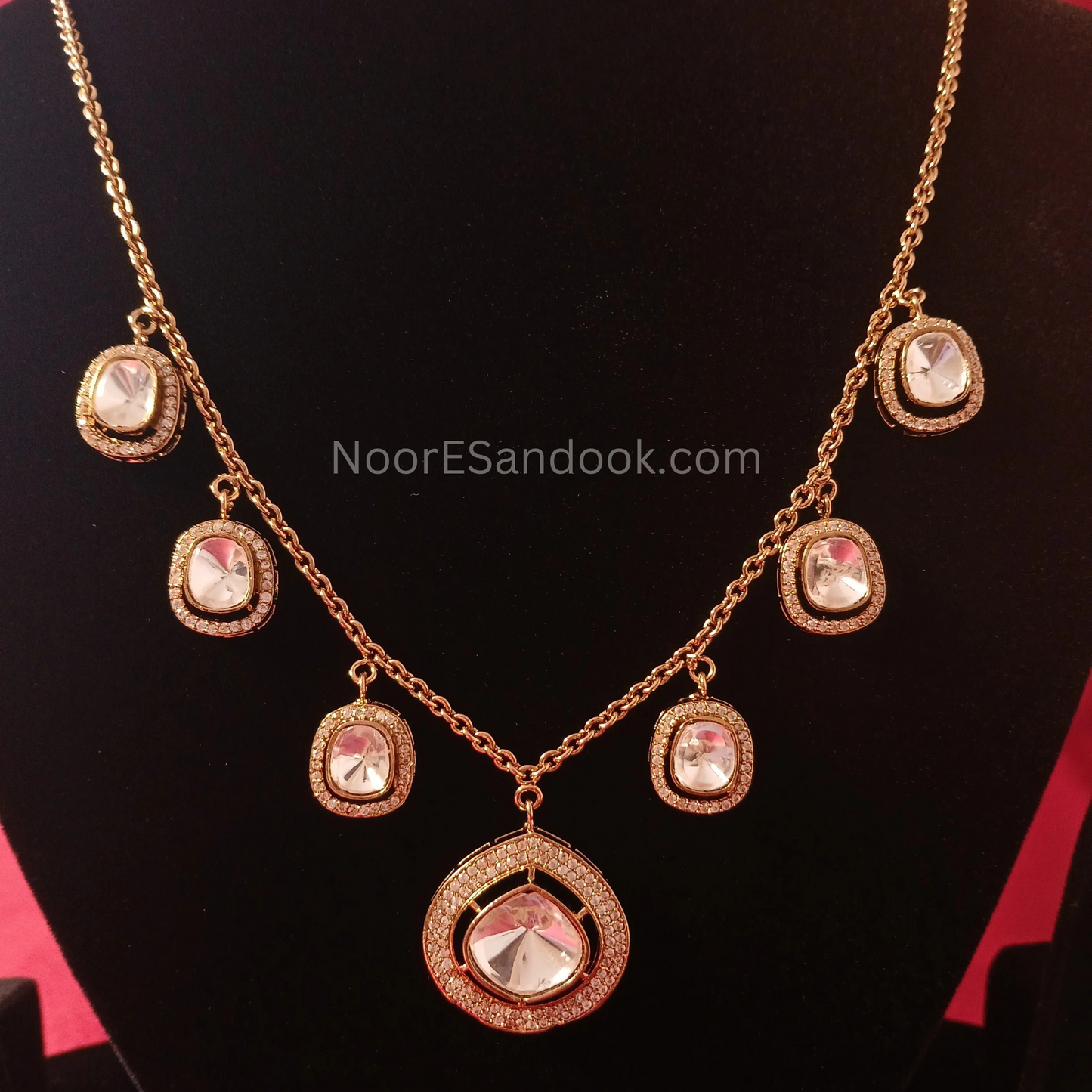 Polki and charms necklace set