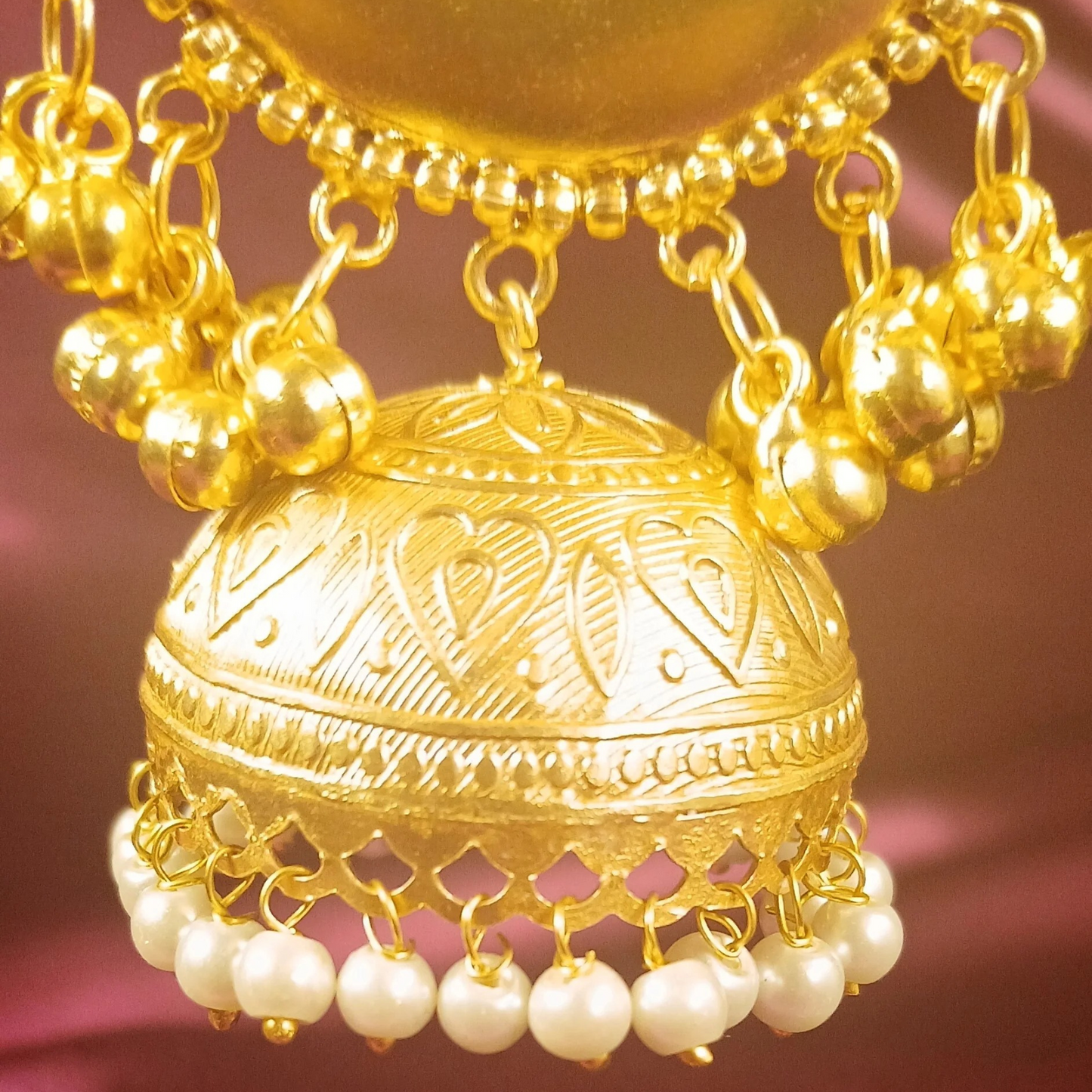 Golden Earrings with Green Stone