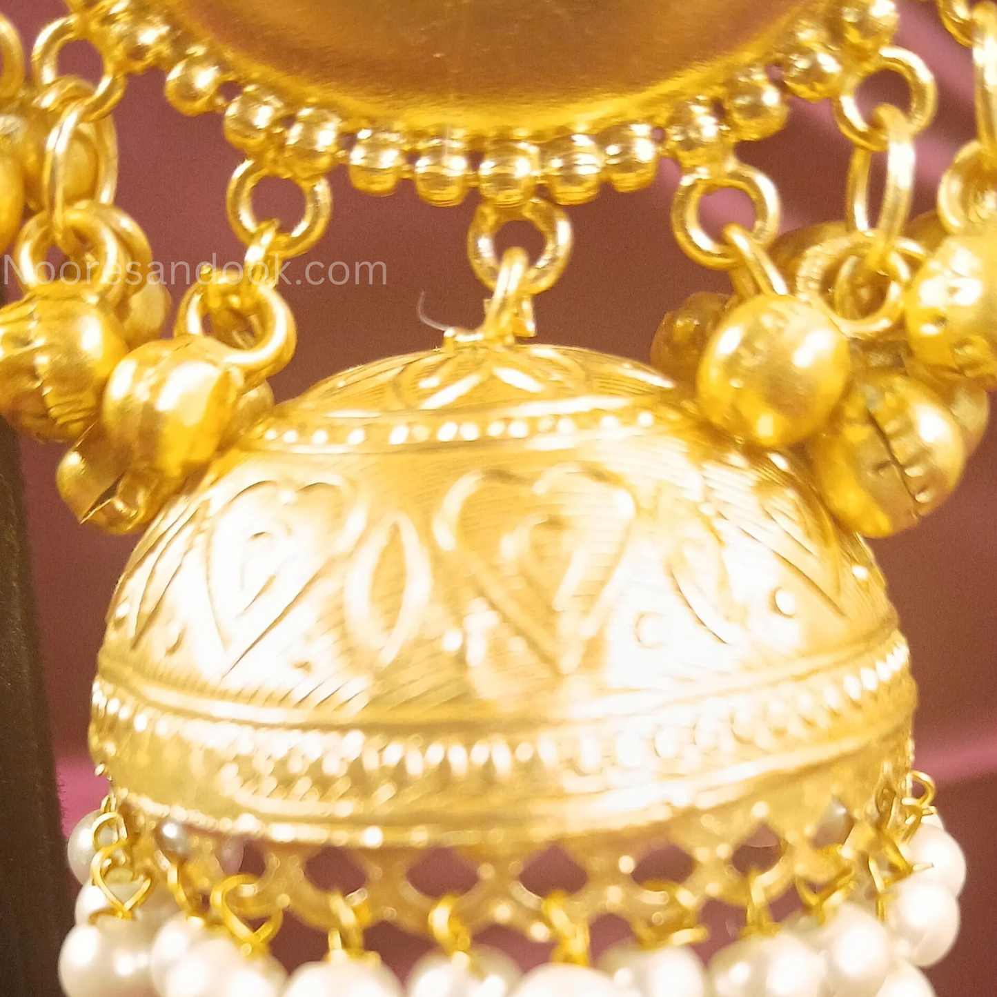Golden Earrings with Red Stone