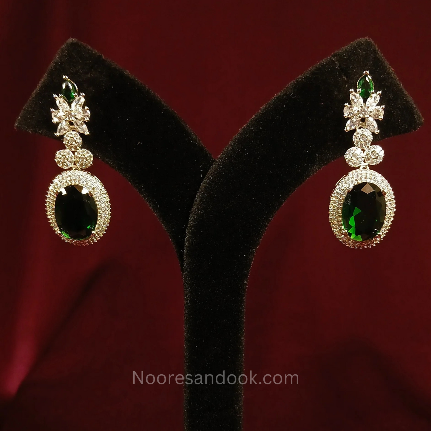 American Diamond- Green Earrings