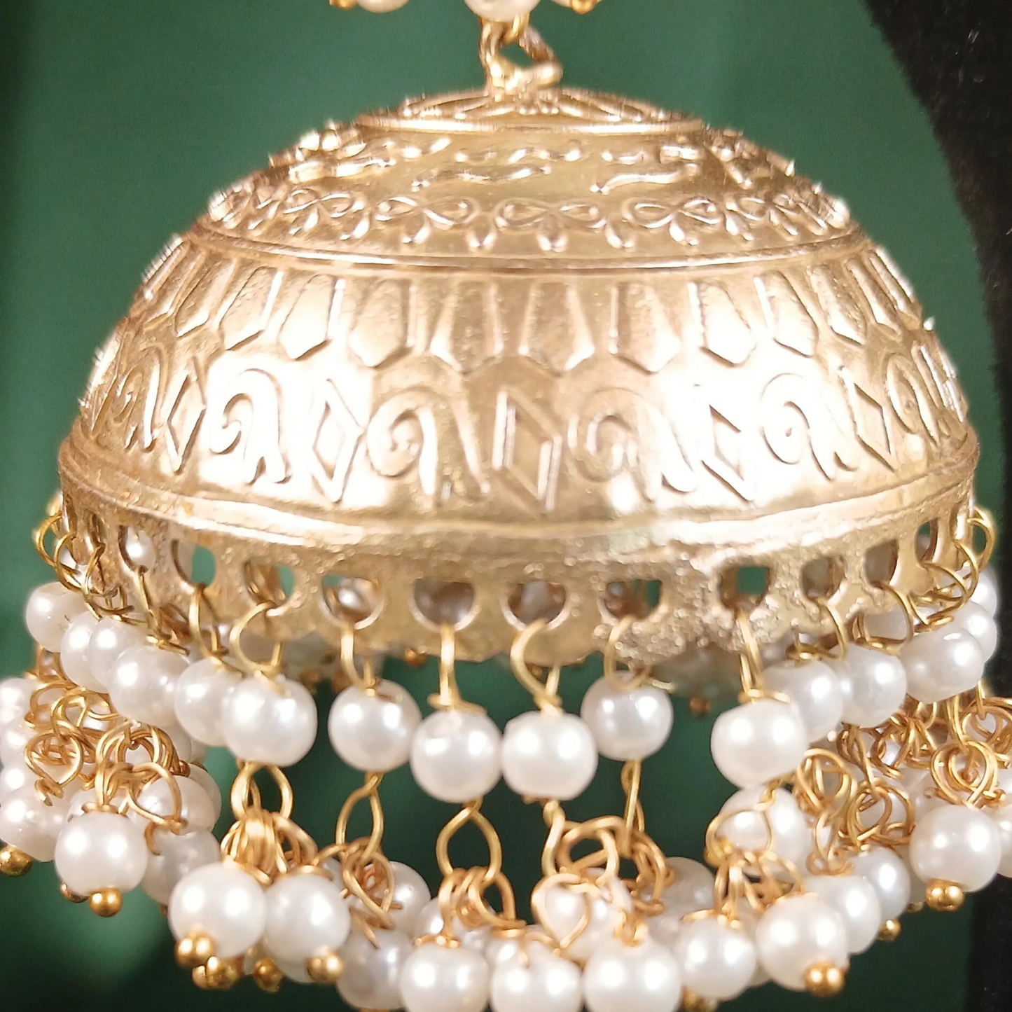 Golden Jhumka Big- Mint Green