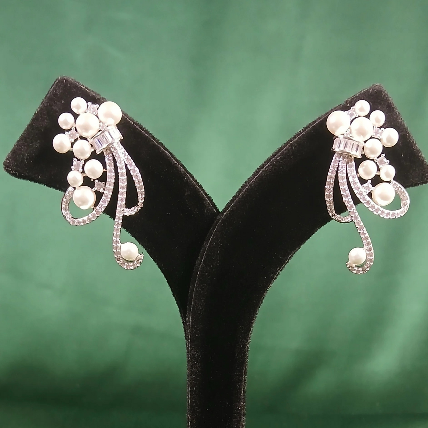 American Diamond & Pearl Earrings
