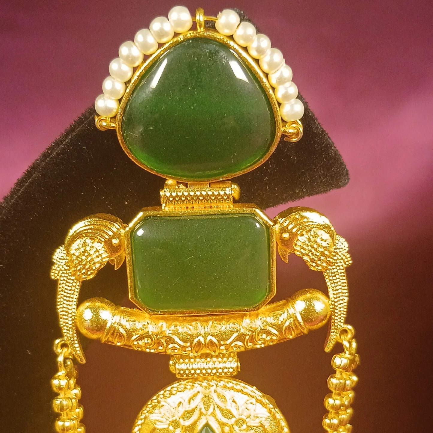 Kashmiri Earrings with Green Stones