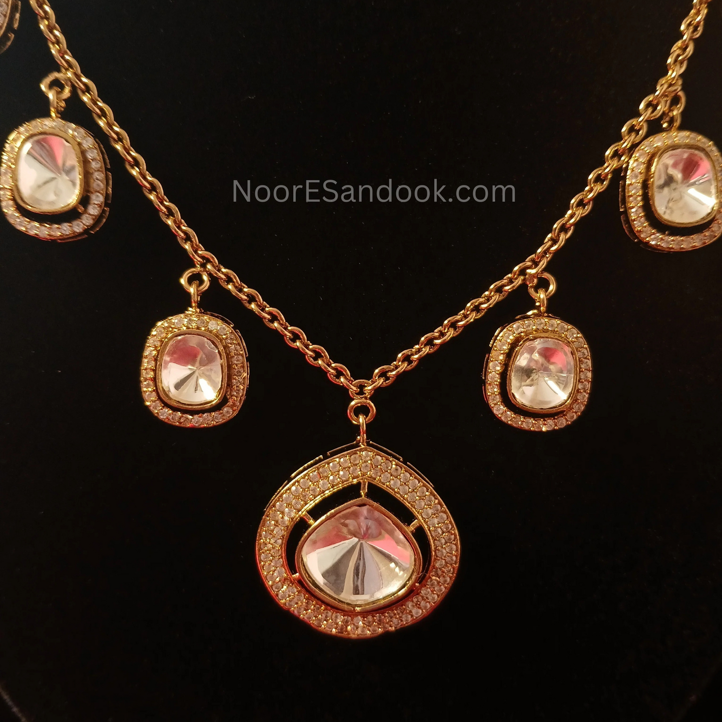 Polki and charms necklace set