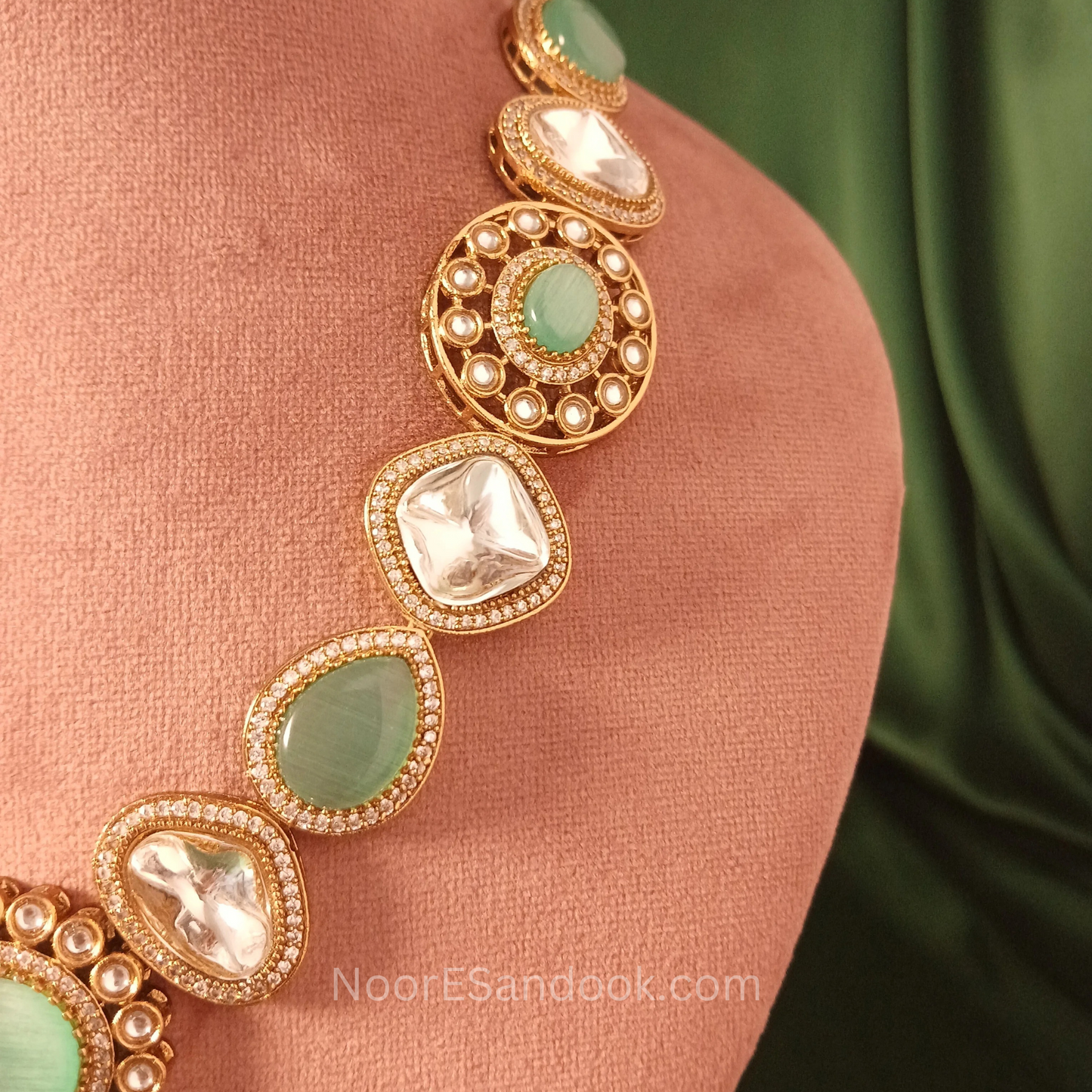Doublet Stone- Long Necklace (Green)